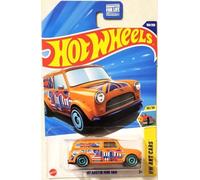 Hot Wheels '67 Austin Mini Van Die Cast Car, orange avec graphiques Union Jack, échelle 1:64, HW Art Cars 10/10, 169/250