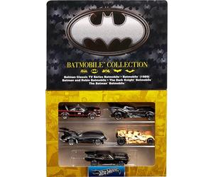 Hot Wheels 85ème Anniversaire Batman Coffret véhicules à l’échelle 1/64 avec 5 répliques différentes de Batmobile dans Un Emballage spécial, JBG93
