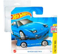Hot Wheels '96 Nissan 180SX Type X HW : The 90's 6/10 (211/250) HTB08 Bleu 2024 + Protecteur Short Card Frikimonkey