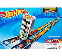 Hot Wheels Action Coffret Double Piste des Champions, Fourni avec Une Petite Voiture de Course, Jouet pour Enfant, GBF82