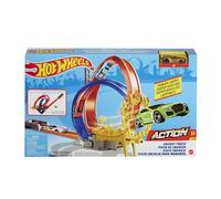 Hot Wheels Piste Energy Track – Double looping, cercle de feu, voiture 1/64 incluse – Orange
