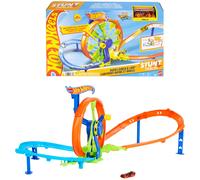 Hot Wheels Vitesse et Looping Coffret Piste et Circuit avec véhicule en métal à l’échelle 1/64, Piste en Forme de 8 avec Zone de carambolage et propulseur, JBX65