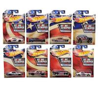 Hot Wheels American Stars and Stripes Lot de 8 véhicules moulés sous pression en rouge, blanc et bleu