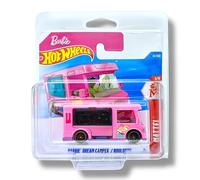 Hot Wheels – Bus miniature Barbie Dream Camper JJH96 – Série 1/5 21/250 – Carte courte – 1:64 – Rose
