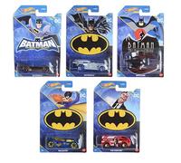 Hot Wheels Batman 2023 Batmobile Lot complet de 5 véhicules moulés sous pression Mix 2 de HDG89-956F Release, gris, noir, bleu marine, rouge