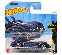 Hot Wheels Batman & Robin Batmobile, Batman 2/5, HTD51, carte courte, DC, bleu foncé, Mattel 2024-1:64