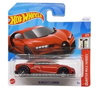 Hot Wheels '16 Bugatti Chiron Quarter Miles Heroes 2/5 (201/250) HTB88 Rouge 2024 + Protecteur Short Card Frikimonkey