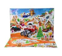 Hot Wheels Calendrier de l’Avent 2025, avec 10 véhicules à l’échelle 1/64, 10 clips de présentation et 14 accessoires sur le thème de l’hiver, JCB47
