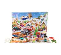 Hot Wheels Calendrier de l’Avent 2025, avec 10 véhicules à l’échelle 1/64, 10 clips de présentation et 14 accessoires sur le thème de l’hiver, JCB47