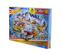 Hot Wheels Calendrier de l’avent 2026, avec 10 véhicules à l’échelle 1/64, 10 clips de présentation et 14 accessoires sur le thème de l’hiver, JLG41