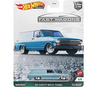 Hot Wheels Car Culture Circuit Legends '64 Chevy Nova Panel Vehicle for 3 Kids Years Old & Up, Premium Collection of Car Culture 1:64 Scale Vehicle