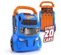 Hot Wheels Cefa Toys HWCC14 Mallette de Protection de Voiture Lanceur 2 en 1 avec capacité pour 20 Voitures. 4 Pistes différentes, Multicolore