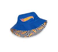 Hot Wheels Chapeau de Seau réversible à Roues | Damier Noir & Blanc et Bleu Design | Chapeau décontracté avec Logo Protection Solaire d'extérieur Unisexe pour Hommes