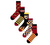 Hot Wheels - Chaussettes motif/style damier et flamme - Homme (NS9524)