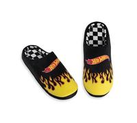 Hot Wheels Chaussons mules noirs pour homme | Chaussures d'intérieur moelleuses avec inscription Chaussons confortables | Idéales pour se détendre à la maison