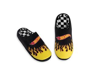 Hot Wheels Chaussons mules noirs pour homme | Chaussures d'intérieur moelleuses avec inscription Chaussons confortables | Idéales pour se détendre à la maison