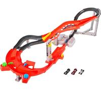 Hot Wheels Circuit Ultra Descente Formule 1®, avec 3 voitures F1, propulseurs manuels, propulseur motorisé, piste pour des courses au sommet , JMC90