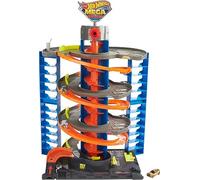 Hot Wheels City Méga Garage avec Ascenseur pour Ranger Plus de 40 véhicules, A connecter avec Circuit et Pistes, Voiture Incluse, Emballage Durable, Jouet pour Enfant, HFH03