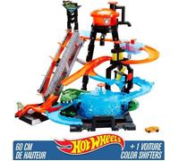 Hot Wheels City Station de Lavage Ultime, coffret de jeu avec pistes pour changer la couleur des voitures Color Shifters, Jouet
