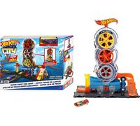 Hot Wheels City Super Twist Tire Shop Playset, Spin the Key to Make Cars Travel