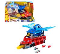 Hot Wheels Transporteur 2-en-1 Dragons City – 2 dragons (1 grand, 1 amovible), 2 voitures – JKJ79