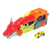 Hot Wheels City - Transporteur Dragon Lanceur 2-en-1 - Camion / Petite voiture - Dès 3 ans GTK42