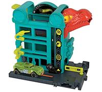Hot Wheels City Un Dino au Garage, Coffret de Jeu pour Petites Voitures à Connecter avec Circuit et Pistes, Jouet pour Enfant, GBF91