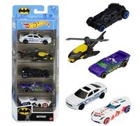 Hot Wheels Coffret 5 véhicules Batman, Jouet pour Enfant de Petites Voitures Miniatures, GWW94