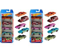 Hot Wheels Coffret 5 véhicules, Jouet pour Enfant de Petites Voitures Miniatures, modèle aléatoire, 1806 (Lot de 2)