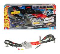 Hot Wheels Coffret Circuit de Grand Prix de Formule 1 avec 3 Voitures à l’échelle 1/64, Deux Modes de Course avec Un propulseur motorisé, JLB13