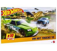 Hot Wheels Coffret de 10 utilitaires à l’échelle 1/64 (Modèle aléatoire), avec pick-ups et camionnettes, modèles modernes et rétro, HYM97