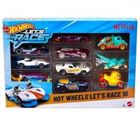 Hot Wheels Coffret de 10 Véhicules Let’s Race à l’échelle 1/64 de la série d’animation Netflix pour jouer ou exposer (les styles peuvent varier), JGN40