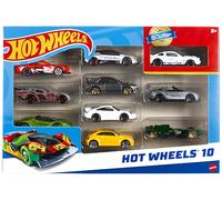 Hot Wheels Coffret De 10 Voitures (Modèle aléatoire), Véhicules Jouets À L'Échelle 1:64 avec Détails Et Décors Réalistes, Voitures De Collection, Jouet pour Enfant de 4 Ans et Plus, 54886