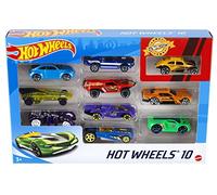 Hot Wheels Coffret De 10 Voitures, Véhicules Jouets À L'Échelle 1:64 avec Détails Et Décors Réalistes, Voitures De Collection, Jouet pour Enfant de 4 Ans et Plus, Modèle aléatoire, 54886