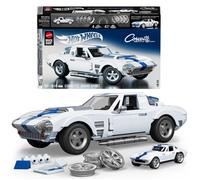 Mattel Brick Shop Hot Wheels Coffret de Construction Corvette Grand Sport, série Elite,918 pièces, pour Les collectionneurs, JGR31, Blanche