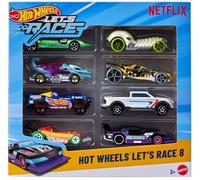 Hot Wheels - COFFRET DE COURSE, JGK18 | Lot de 8 voitures et camions 1:64 de la série Netflix, collection instantanée pour jouer ou exposer, JGK18