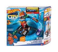 Hot Wheels Coffret Station-Service City - L’Attaque du Gorille avec Figurine Gary Le Gorille, 1 Véhicule Inclus, À Collectionner, Jouet Enfant, De 4 À 8 Ans, HDR30