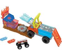 Hot Wheels Coffret Monster Trucks Arena Smashers Color Shifters Véhicule De Secours 5 Alarm avec 2 Voitures À Écraser Et 1 Semi-Remorque Détachable, Jouet Enfant, A Partir De 5 Ans, HPN73
