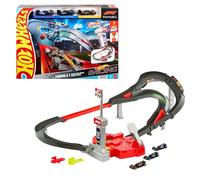 Hot Wheels Coffret Piste de Course Sprint avec 3 véhicules de Formule 1 à l’échelle 1/64 : McLaren F1 Team, Alpine et VCARB, Circuit de Course Sprint côte-à-côte, JDY15