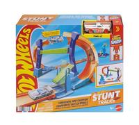 Hot Wheels Coffret Piste Looping et Saut Piste Multi Crash avec une voiture à l’échelle 1/64, pistes et adaptateurs Speed Snap, se replie pour le ranger, JLM91