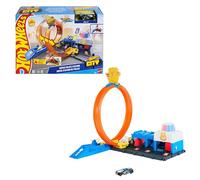 Hot Wheels Coffret Super Poste de Police City, Véhicule métal 1/64, Looping réglable, JBM71