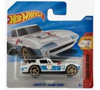 Hot Wheels - Corvette Grand Sport - JJJ58 - Then and nNow 3/12 - Carte courte - Blanc/bleu - Modèle sous licence officielle - Peinture de course classique - Mattel 2026 (97/250) - 1:64
