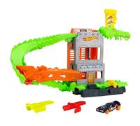 Hot Wheels – Coffret piste Attaque du Crocodile – Véhicule 1/63 – Descente à toute vitesse – JHL93