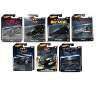 Hot Wheels DC Batman DKL20-956P Lot de 7 collecteurs de voitures moulées sous pression avec Batmobiles, Batcycle et Batwing, échelle 1:50, à partir de 3 ans