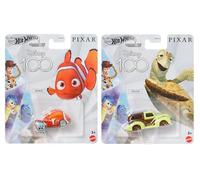 Hot Wheels Disney 100 Pixar Personnages Cars, Le Monde de Nemo Crush et Nemo Véhicules moulés sous pression, Jouets de collection, À partir de 3 ans