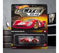 Hot Wheels Elite 64 1967 Ferrari 330 P4 - Voiture collector moulée sous pression de qualité supérieure à l'échelle 1:64, rouge Rosso Corsa avec clapet arrière d'ouverture et roues Real Riders