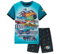 Hot Wheels Ensemble Pyjama Enfant Garcon 2 Pièces Pyjama Court Été Tee Shirt et Short Enfant Respirant Idée Cadeau Garçon (5-6 Ans, Bleu)