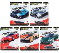 Hot Wheels Euro Speed FPY86-961L Lot de 5 voitures moulées sous pression Bugatti Bolide, Aston Martin, Ferrari, McLaren