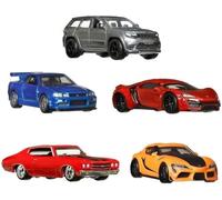 Hot Wheels Fast and Furious Die Cast Premium Collection Box Set 5 Modèles - Toyota Supra Chevelle SS Lykan Hypersport Jeep Grand Cherokee Nissan Skyline - Echelle 1:64 - Longueur 6cm - HJC15