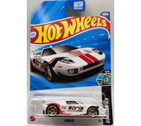Hot Wheels Ford GT Voiture jouet moulée sous pression, 59/250 blanche avec rayures rouges, échelle 1:64, série modifiée HW 4/5